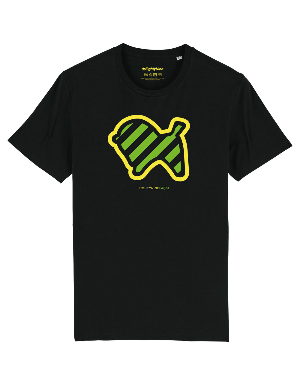 EightyNine - LIME GREEN CHEVRON - BLACK TSHIRT